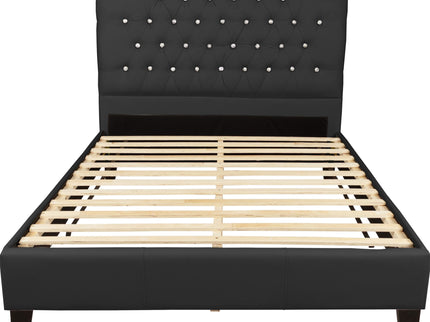 Modern Bed Frame With Tufted Upholstered Headboard