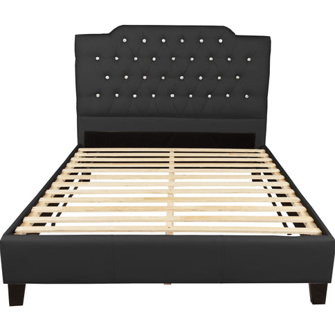 Modern Bed Frame With Tufted Upholstered Headboard