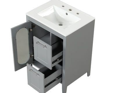 Modern Bathroom Vanity With Sink, Cabinet With 2 Drawers And Door, Adjustable Shelf
