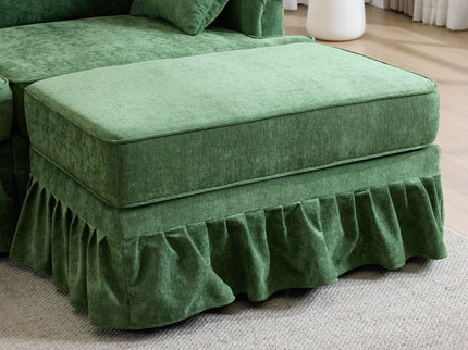 Cloud Sofa With Removable Ruffled Skirt With Ottoman And Flared Arms