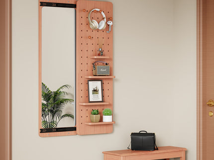 Wall Mounted Full Length Mirror With Shelf And Hook