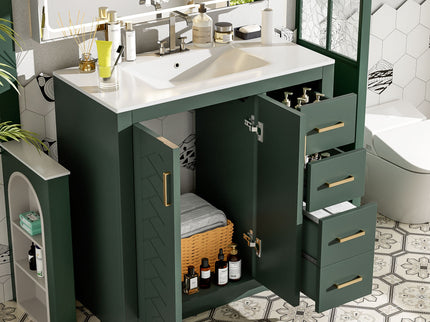 Bathroom Vanity With Sink Combo, Storage Cabinet, Freestanding Set With 3 Drawers & Soft Closing Doors