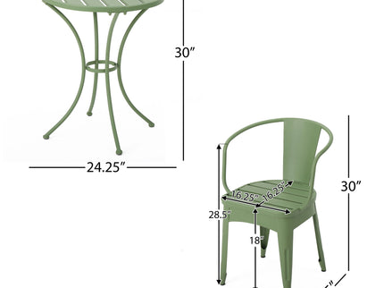 3 Piece Bistro Set With Table And 2 Chairs - Green