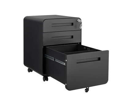 3 Drawer Mobile File Cabinet Under Desk Office, Simple Style Versatile Storage Cabinet For Legal / Letter / A4 Files, 5 Wheel Design Anti-Tilting Cold Rolled Steel Waterproof Moisture-Proof
