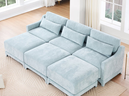 Stylish Sofa With Ottoman And Lumbar Pillows, Ergonomic Design