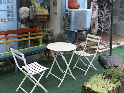 3 Piece Patio Bistro Set Of Foldable Round Table And Chairs