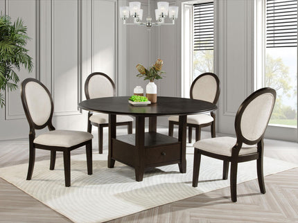 Fulton - 5 Piece Dining Table Set With Upholstered Chairs - Dark Brown
