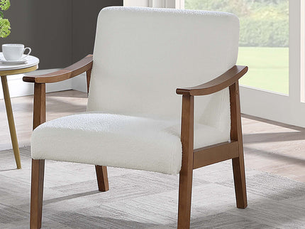 Upholstered Accent Chair With Frame Low Profile Seating For Living Room - White