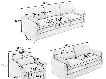 Cozy Sofa Set Oversized Comfy Cloud Sofa With Double Cushion