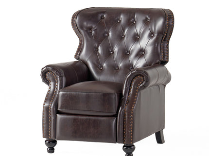 Contemporary Style Push Back Recliner With Button Tufted Stitching And Nailhead Trim