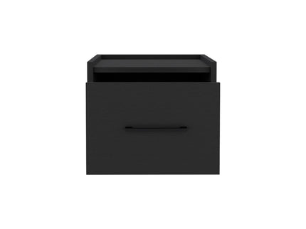 Floating Nightstand, Space Saving Design With Handy Drawer And Surface - Black