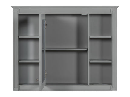 Wall Mounted Medicine Cabinet With Mirror, Storage Cabinet Featuring 6 Open Shelves And Adjustable Interior
