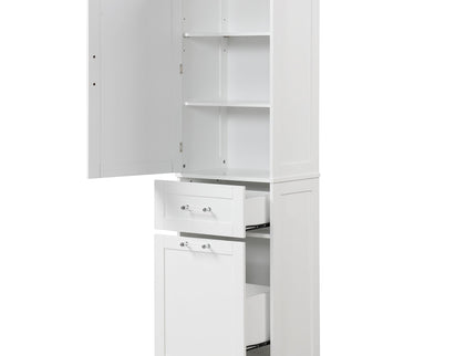 Tall Freestanding Bathroom Storage Cabinet With Adjustable Shelf And 2 Drawers