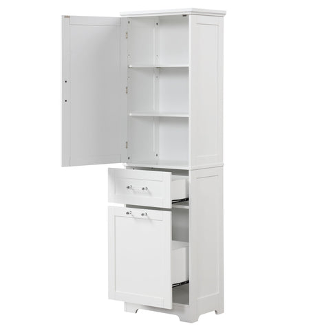 Tall Freestanding Bathroom Storage Cabinet With Adjustable Shelf And 2 Drawers