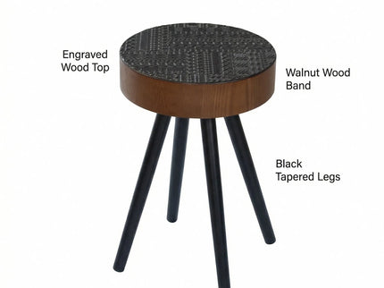 Round Coffee Table With Carved Top For Living Room