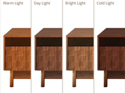TV Stand With LED Lights And Glass Drawers For Living Room - Walnut