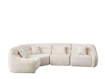 Luxury Curved Corner Sectional Sofa With 4 Pillows