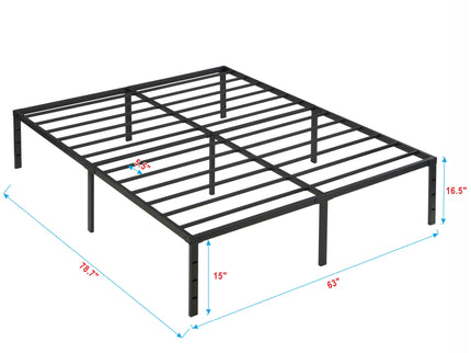 Heavy Duty Queen Size Bed Frame With Quiet Support - Black