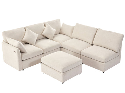 Sectional Sofa Modular U-Shaped With Ottoman & USB Ports