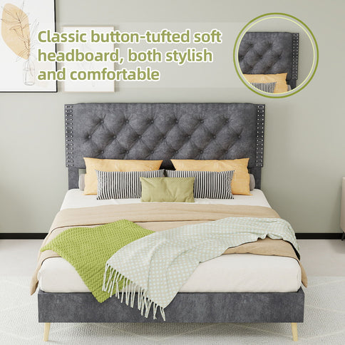 Upholstered Bed With Tufted Headboard