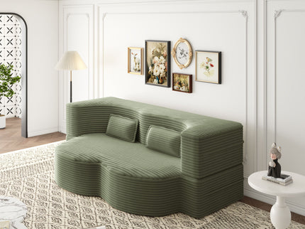 Convertible Foam-Filled Sleeper Sofa Bed With 2 Pillows