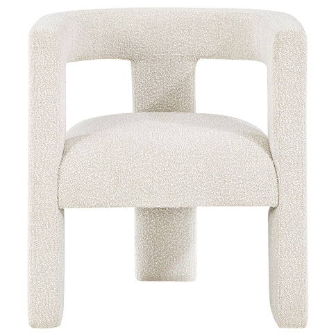 Verda - Upholstered Accent Side Chair In Soft With Rounded Open Back And 3 Leg Base - White