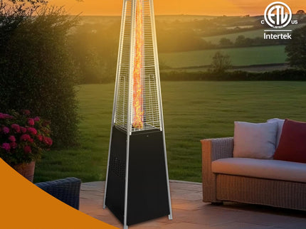 Pyramid 48, 000 Btu Propane Outdoor Heater With Detachable Wheels - Black / Silver