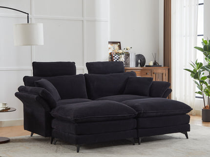Modern Deep Seat Sectional Sofa With Ottoman