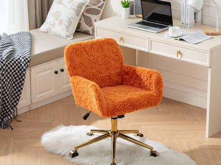 Office Chair, Artificial Rabbit Hair Home Office Chair With Metal Base, Adjustable Desk Chair Swivel Office Chair, Vanity Chair