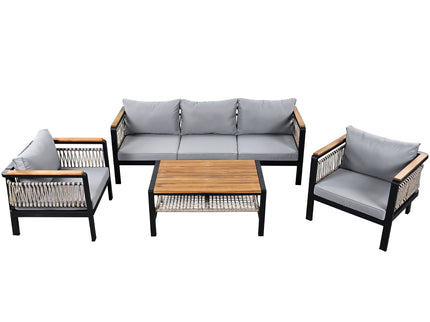 4 Pieces Outdoor Sectional Sofa Set 5 Person Patio Seating Group Outdoor Conversation Set With Cushions And A Coffee Table For Patios