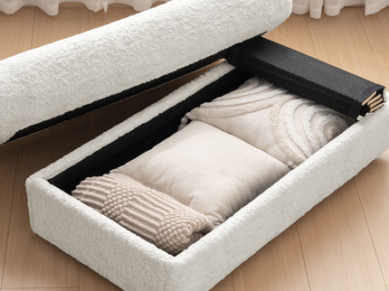 Oversized Chaise Lounge Indoor Rabbit Fur Sofa Bed With Storage Ottoman And Armrests Cup Holders With Deep Seat