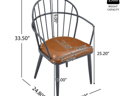 Industrial Inspired Upholstered Dining Chair Set With Metal Legs (Set of 2) - Brown