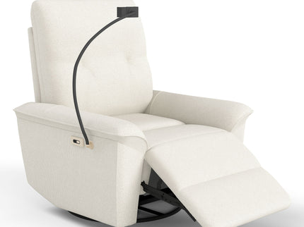 270° Power Swivel Rocker Recliner Chair With Phone Holder, Electric Glider Reclining Sofa With USB Ports For Living Room Bedroom - Beige