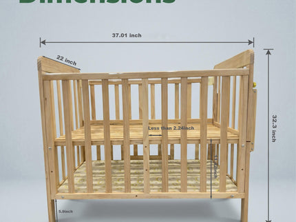 Portable Mini Baby Crib 5 In 1 Convertible With Foldable Storage - Natural Wood