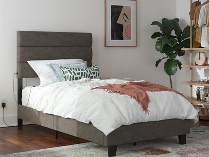 Paloma - Twin Bed With Dual USB Port - Linen