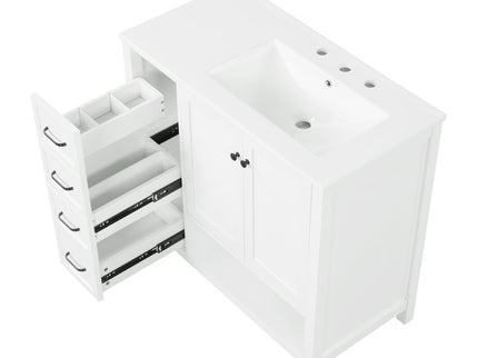 Bathroom Vanity With Sink Top, Bathroom Vanity Cabinet With 2 Doors And 2 Drawers, Open Shelf