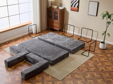 Convertible Floor Sofa Bed With Pillow Back Support Armrest