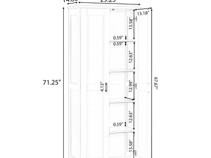 Storage Cabinet With Adjustable Shelves, 2 Doors, Rectangle Design For Bathroom