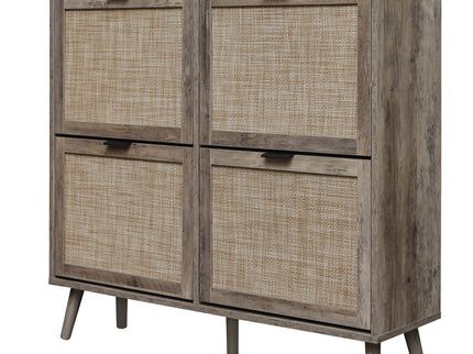 4 Door Shoe Rack, Freestanding Modern Shoe Storage Cabinet