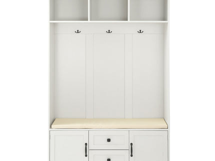 Hall Tree With 3 Hooks, Coat Hanger, Entryway Bench, Storage Bench, 3 In 1 Design
