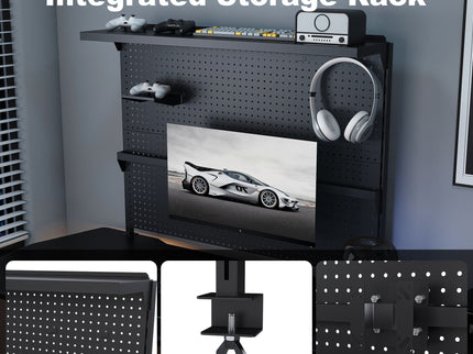 Clamp On Desk Pegboard With Single Monitor Stand