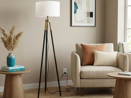 Sway - Floor Lamp With On / Off Switch Triple Legs Shade - Black / Gold / White