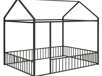 Metal Bed House Bed Frame With Fence