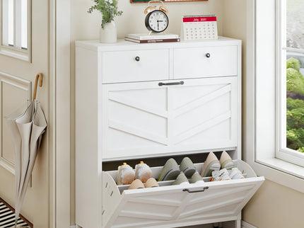 Shoe Cabinet With Flip Drawers