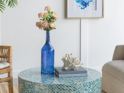 Unique Capiz Coffee Table & Pedestal Base