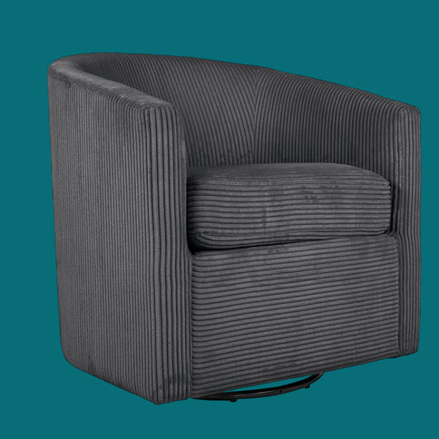 Swivel Accent Chair With U Backrest, Plush Cushion Living Room Furniture