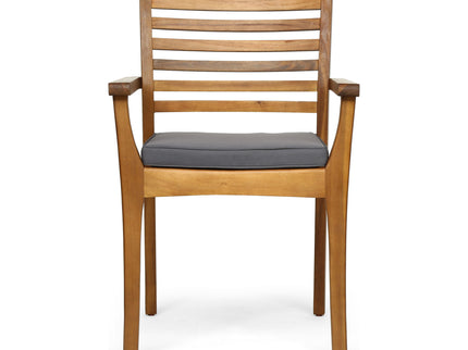 Outdoor Dining Chair With Slat Back And Acacia Wood Frame (Set of 2) - Gray / Teak