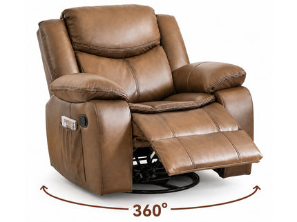 Rocker Recliner Chair With Manual Recline And 360° Swivel Base