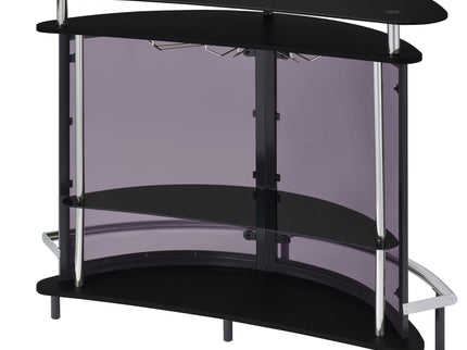 Strick & Bolton - Freestanding Glass Top Home Bar Wine Cabinet With Panels - Black