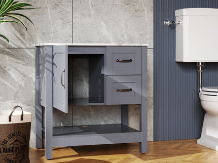 Bathroom Vanity With Mirror And Top Only - Gray